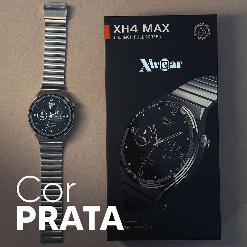 XH4 Max | Smartwatch Executivo com 3 pulseiras